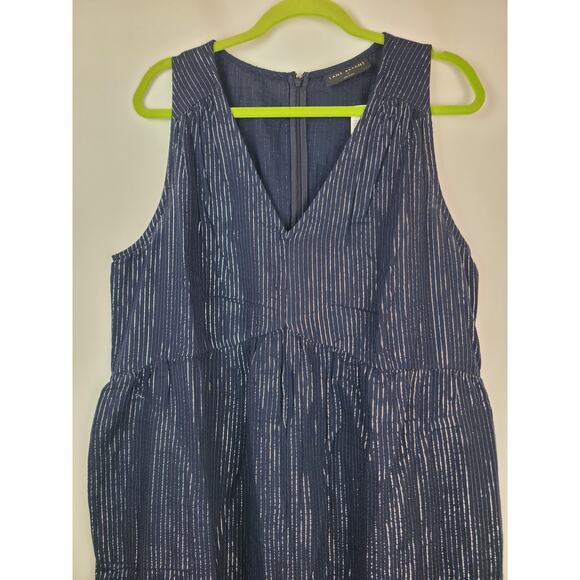 Lane Bryant NWT Lurex Gauze Easy Jumpsuit Martime Blue Silver Shimmer Size 16 - Picture 2 of 9